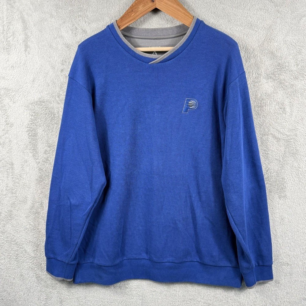 Antigua Pacers Sweater Mens XL Blue Crewneck Pullover Embroidered Logo NBA
